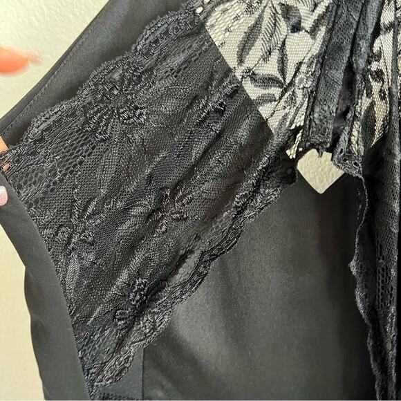 Lulu's Story of a Starry Night Black Backless Lace Maxi Dress Slit Medium - Picture 6 of 10